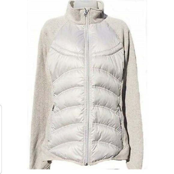 London Fog Jackets & Blazers - Silver and Tan Down fill puffer Jacket